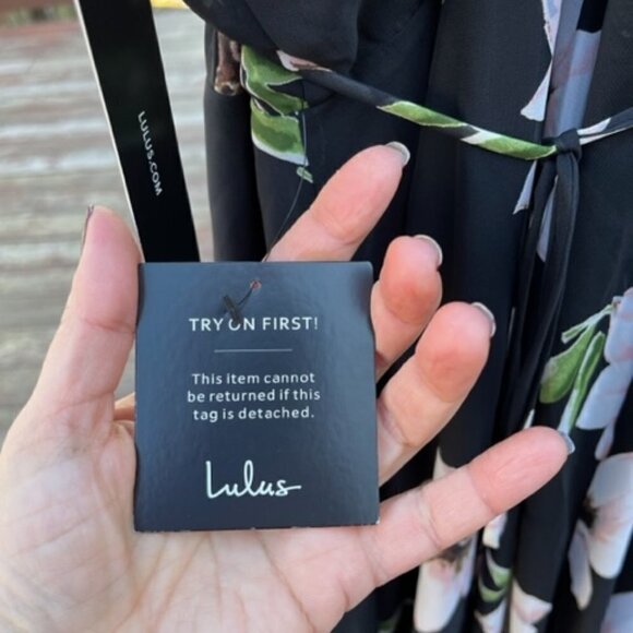 Lulus NWT All Mine Black Floral Print High-Low Lined Maxi Wrap Dress Size XS - Picture 11 of 15
